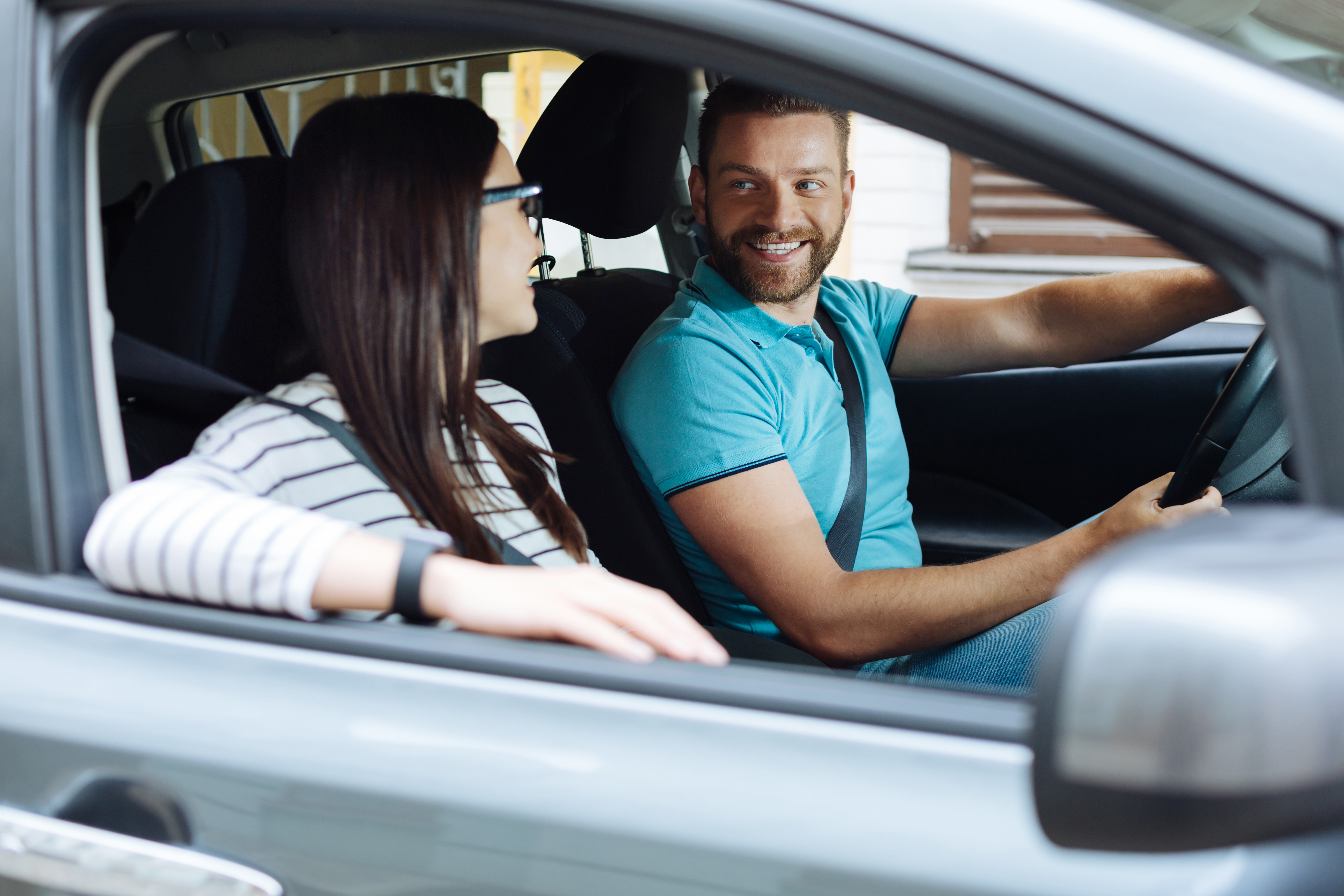 Man and women in car